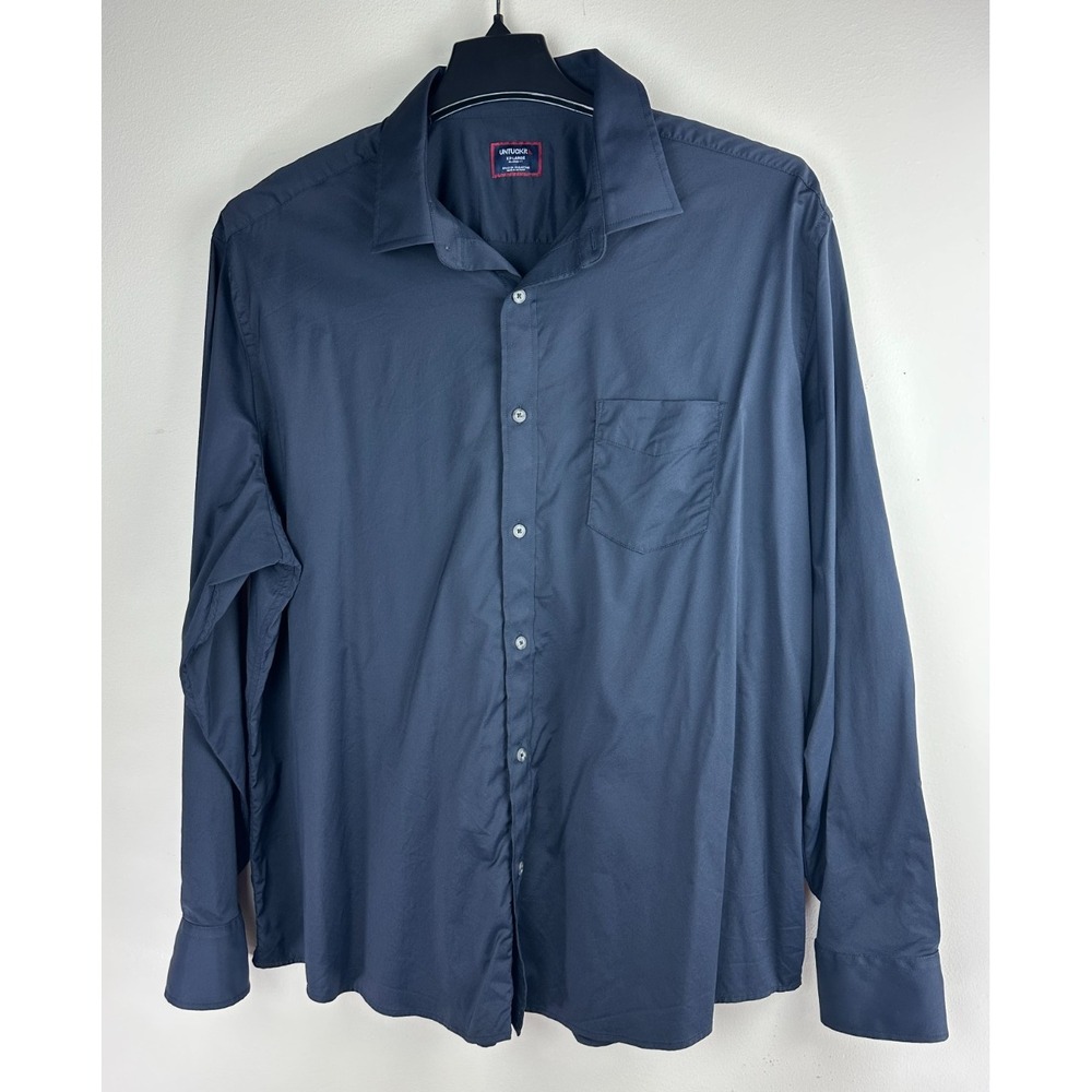 UNTUCKit Performance Gironde Shirt Mens XXL Navy Blue Relaxed Fit Stretch Button - Picture 2 of 11